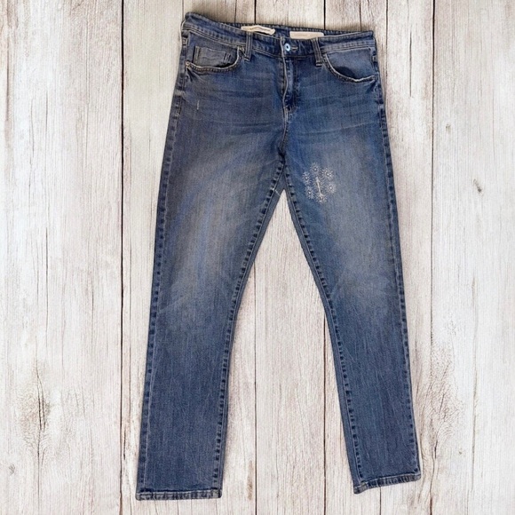 Pilcro and the Letterpress Denim - Anthropologie Pilcro & The Letterpress Slim Boyfriend Blue Denim Jeans 31 Tall
